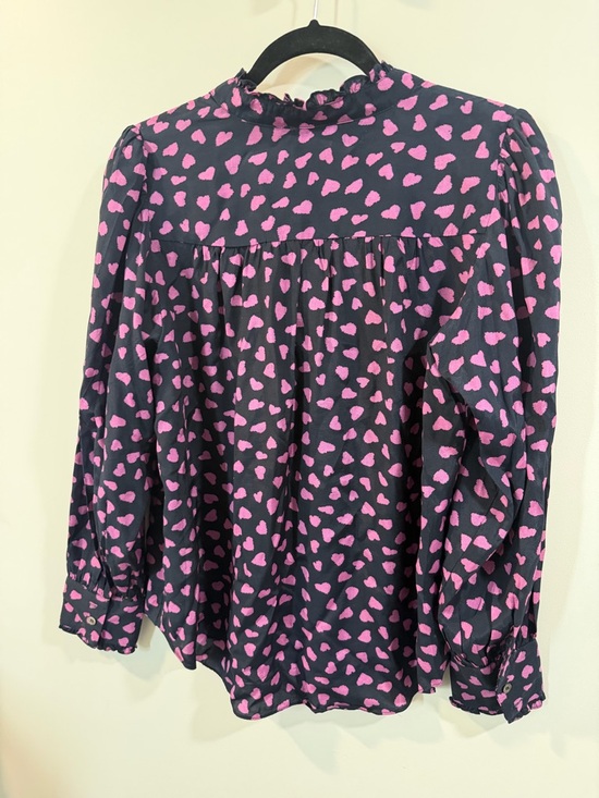 Frnch Paris navy blue heart print blouse